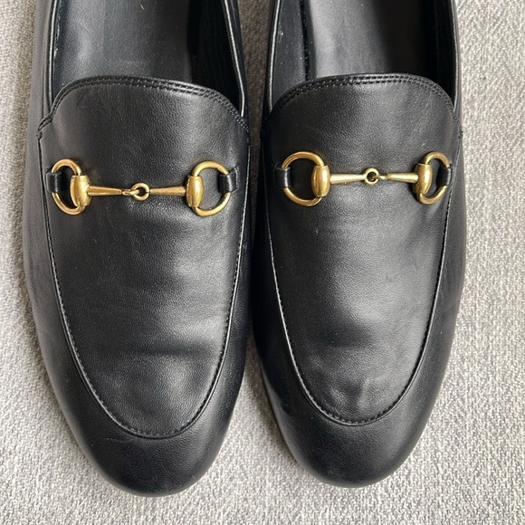 Gucci Brixton Black Leather Goldtone Horsebit Hardware Foldable Loafer Mule - Picture 3 of 15